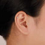 14K Gold Lab Diamond Push Pin Labret Stud, Flat Back Earring