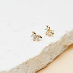 14K Solid Gold Lab Diamond Cartilage Stud Earrings: 20G/18G/16G Threadless Push Pin