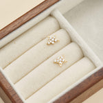 14K Solid Gold Lab Diamond Star Threadless Push Pin Flat Back Cartilage Stud Earring