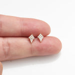 Kite Cut Moissanite Cartilage Flat Back Stud Earrings 14K Solid Gold