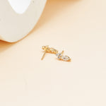 14K Solid Gold Lab Diamonds Push Pin Labret Stud, Threadless Flat Back Earring