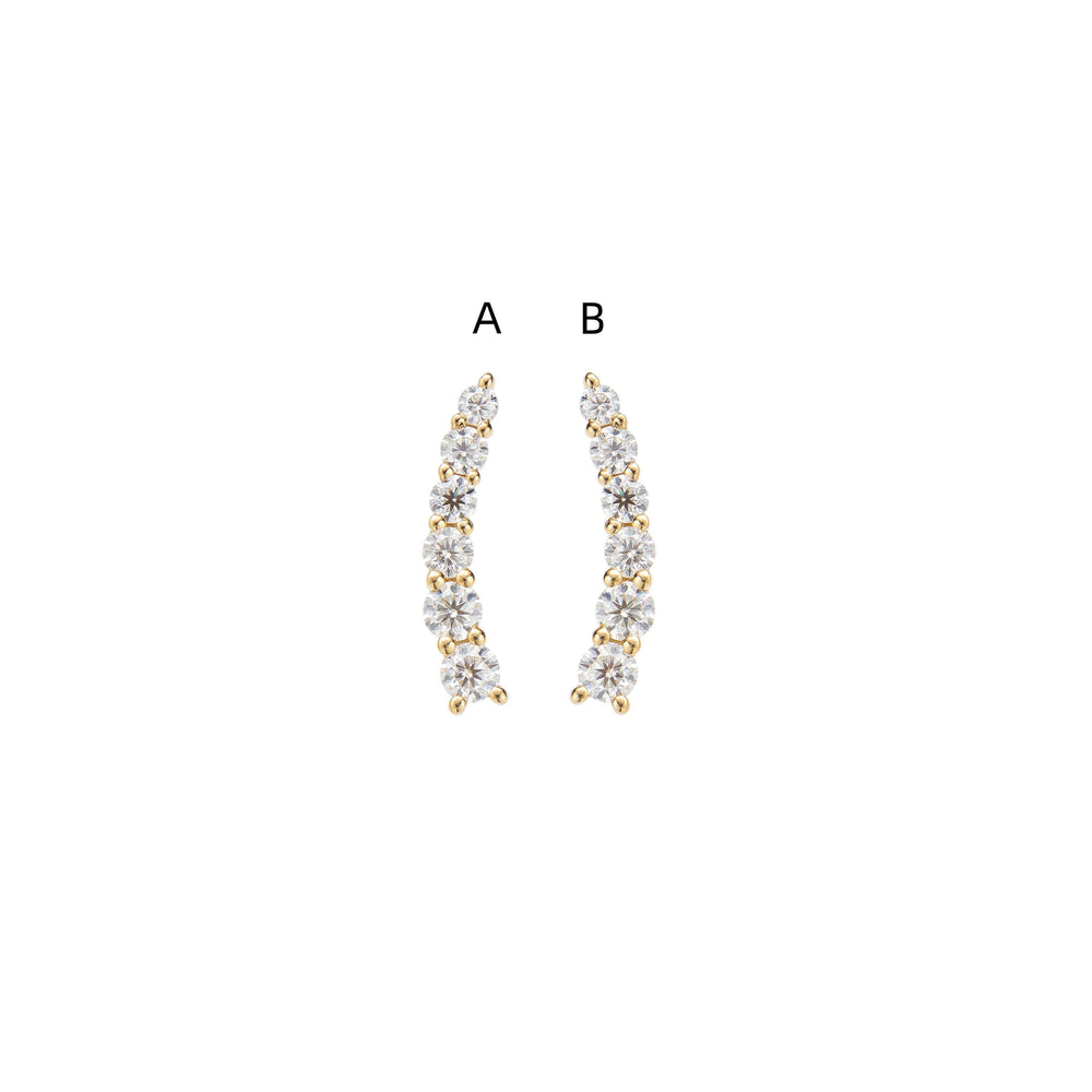 additional perspective of 14K solid gold lab diamond climber earring threadless design nickel-free