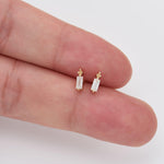 14K Solid Gold Baguette Lab Diamond Push Pin Labret Stud 20G 18G 16G