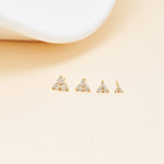 14K Solid Gold Lab Diamond Trinity Threadless Cartilage Flat Back Stud Earring