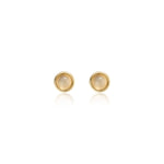 14K Solid Gold Moonstone Threadless Flat Back Earring