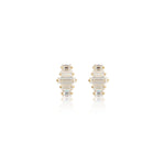 14K Solid Gold Baguette Lab Diamond Flat Back Earring