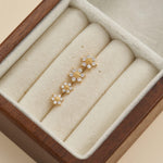 14K Solid Gold Lab Diamond Flower Flat Back Earring: Threadless Push Pin Stud