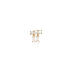 14K Solid Gold Bar Cartilage Dangle Earring Threadless Push Pin Flat Back Stud