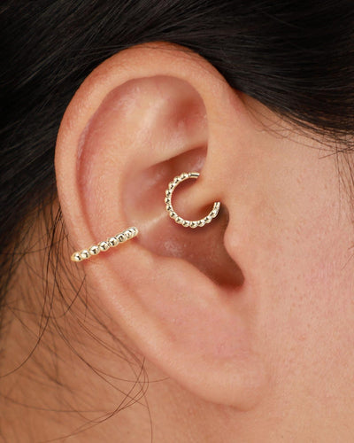 14K Solid Gold Bubble Conch Clicker Hoop Earrings Daith Cartilage Septum Ring