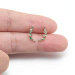14K Solid Gold Moss Agate Cartilage Stud Threadless Flat Back Push Pin Earring