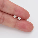 14K Solid Gold Lab Diamond Flower Cartilage Flat Back Stud Earring