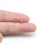 14K Solid Gold Kite Moss Agate  Cartilage Threadless Flat Back Stud Earring