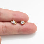 14K Solid Gold Lab Diamond Crab Threadless Flat Back Stud Earring