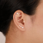 14K White Gold Invisible Set Pear Lab Diamond Stud Internal Thread Flat Backs Earring