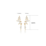 14K Solid Gold Lab Diamond Dangle Cartilage Earring: Threadless Flat Back Stud