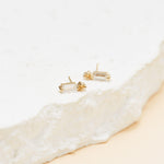 14K Solid Gold Baguette Lab Diamond Push Pin Labret Stud 20G 18G 16G