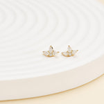 14K Solid Gold Pear Shaped Lab Diamond Lotus Cartilage Flat Back Earring