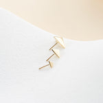 14K Solid Gold Pyramid Cartilage Stud Earring: Threadless Flat Back Stud