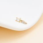 14K Solid Gold Baguette Lab Diamond Dangle Stud Earring 20G/18G/16G