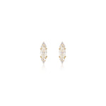 14K Solid Gold Oval Lab Diamond Cartilage Earring: Threadless Push Pin Stud