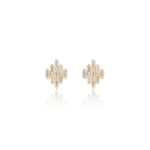 14K Solid Gold Baguette Lab Diamond Threadless Cartilage Flat Back Stud Earring
