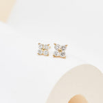 3.5mm/4mm 14K Solid Gold Flower Cartilage Stud Earrings, Threadless Push Pin Labret Stud