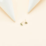 14K Solid Gold Kite Moss Agate  Cartilage Threadless Flat Back Stud Earring