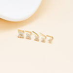 14K Solid Gold L-Shaped Lab Diamond Nose Studs 18G