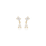 14K Solid Gold Lab Diamond Dangle Helix Threadless Flat Back Stud Earring