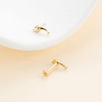 14K Solid Gold Dolphin Threadless Push Pin Labret Stud