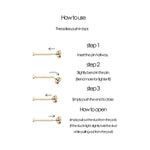 14K Rose Gold Lab Diamond Cartilage Earring: Solid Gold Threadless Flat Back Studs