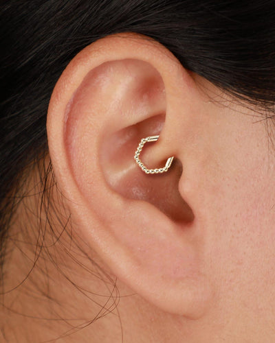 14K Solid Gold Bubble Daith Clicker Hoop Earring Cartilage  Conch Tragus Septum Ring