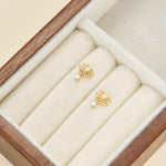 14K Solid Gold Lab Diamond Flower Cartilage Flat Back Earring: Threadless Push Pin Stud