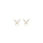 14K Solid Gold Lab Diamond Butterfly Conch Flat Back Stud Earring
