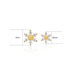 14K Solid Gold Lab Diamond Flower Flat Back Earring: Threadless Push Pin Stud