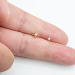 14K Solid Gold Lab Diamond Star Cartilage Threadless Flat Back Earring