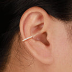14K Solid Gold Lab Diamond Huggie Clicker Hoop for Helix Conch Cartilage 16G