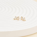 14K Solid Gold Marquise Lab Diamond Threadless Flat Back Cartilage Stud Earring