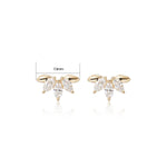 14K Solid Gold Lab Diamond Cartilage Stud Earrings: 20G/18G/16G Threadless Push Pin