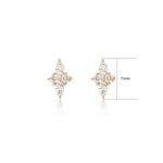 14K Gold Lab Diamond Push Pin Labret Stud, Flat Back Earring