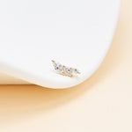 14K Solid Gold Lab Diamond Climber Earring: Threadless Flat Back Studs