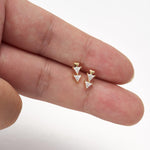 14K Solid Gold Triangle Moissanite Threadless Cartilage Flat Back Earring