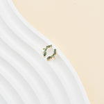 14K Solid Gold Marquise Moss Agate Stud Earring Threadless Flat Back Stud