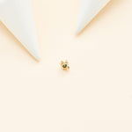 14K Solid Gold Pear Moss Agate  Threadless Cartilage Flat Back Stud
