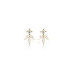 14K Solid Gold Lab Diamond Threadless Flat Back Stud Earring: Cartilage, Helix Piercing Jewelry