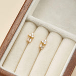14K Solid Gold Baguette Lab Diamond Dangle Cartilage Flat Back Earring