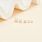 Princess Cut Lab Diamond Flat Back Earrings in 14K Solid Gold