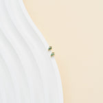 14K Solid Gold Kite Moss Agate  Cartilage Threadless Flat Back Stud Earring