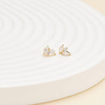 14K Solid Gold Marquise Lab Diamond Threadless Flat Back Stud Earring