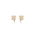 14K Solid Gold Lab Diamond Clover Cartilage Earring: Threadless Flat Back Stud